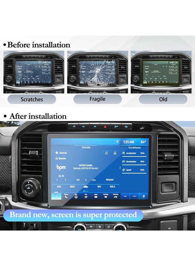 SKTU Screen Protector Foils for 2021 2022 2023 F-150 F150 SYNC4 12In Navigation Display Tempered Glass 9H Hardness HD Clear 12 Inch LCD GPS Touch Screen Protective Film (Glass Protector) - Image 5