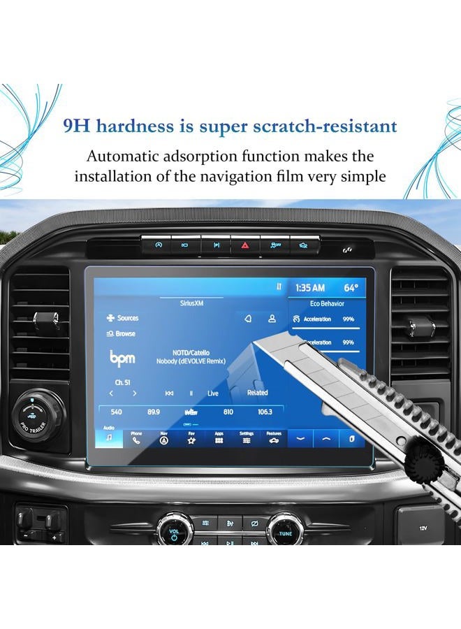 SKTU Screen Protector Foils for 2021 2022 2023 F-150 F150 SYNC4 12In Navigation Display Tempered Glass 9H Hardness HD Clear 12 Inch LCD GPS Touch Screen Protective Film (Glass Protector) - Image 2