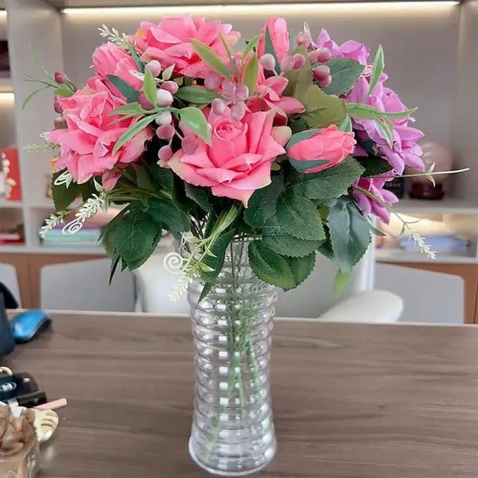 DECORATIVE VASE 25 CM HEIGHT GLASS FLOWER VASE CLEAR TRANSPARENT CRYSTAL TRANSPARENT VASES FOR VASES FOR LIVING ROOM DINING TABLE CENTERPIECES DCOR