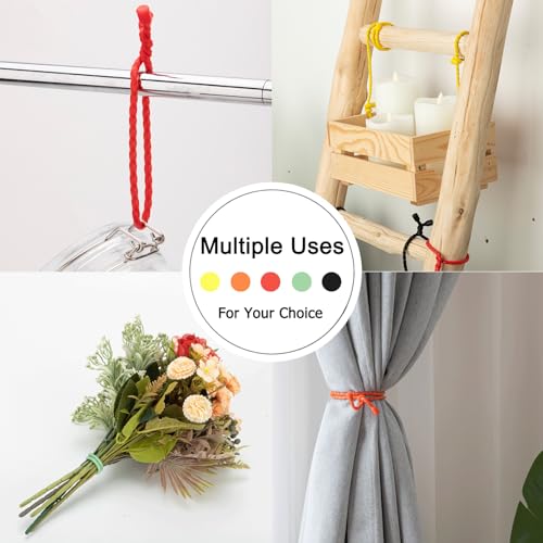 Gesipor 6 PCS 24-Inch Silicone Cable Ties Dia 5mm Reusable Steel-Core Rubber Twist Ties Bendable Cable Ties for Bundling and Holding, All Purpose Cord Tie for Indoor and Outdoor (Black) - Image 5