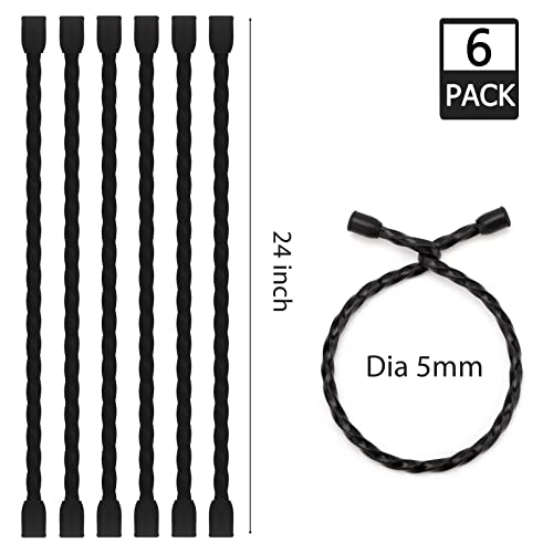 Gesipor 6 PCS 24-Inch Silicone Cable Ties Dia 5mm Reusable Steel-Core Rubber Twist Ties Bendable Cable Ties for Bundling and Holding, All Purpose Cord Tie for Indoor and Outdoor (Black) - Image 2