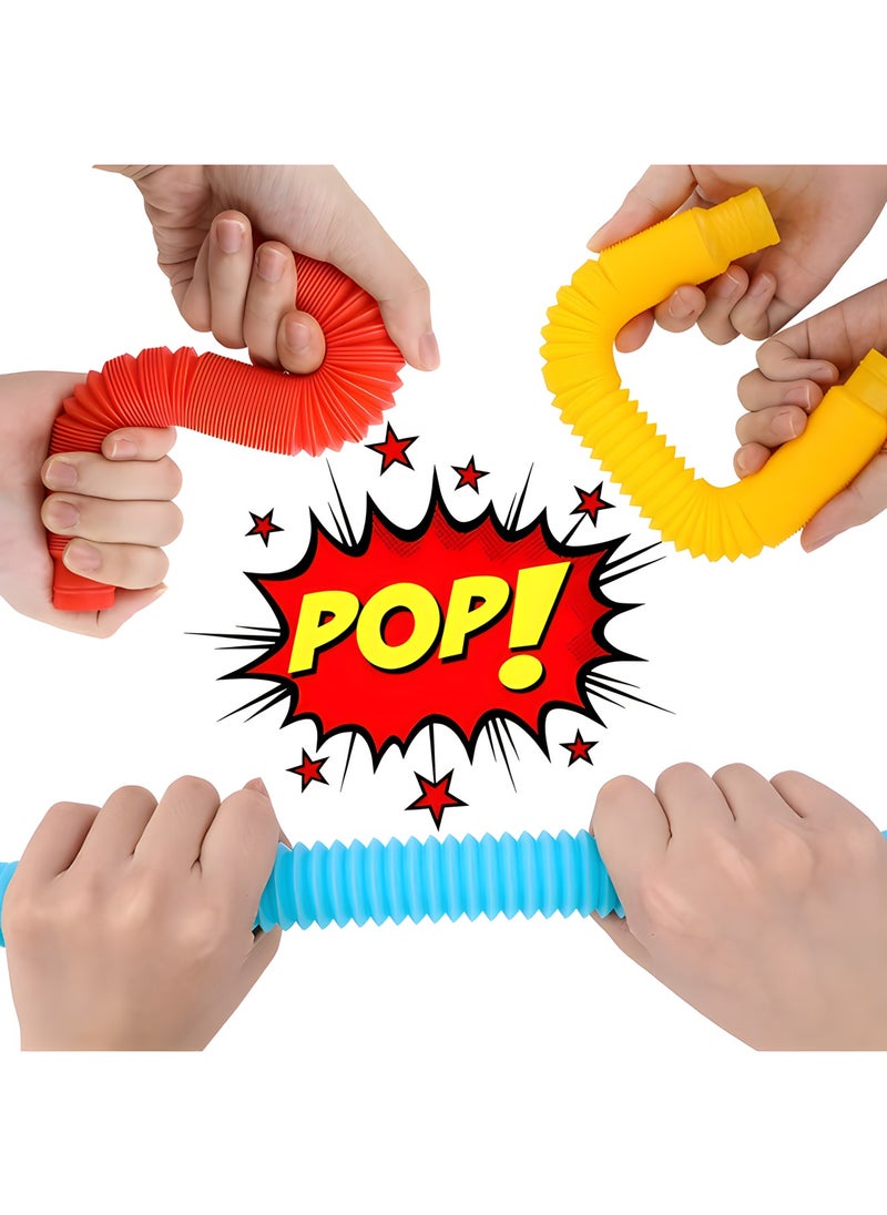 MAGIC VAULT - iCool Newest Sensory Fidget Toy Set 12 PCS Pack with Big Pop Tubes Fidget Toy and Mini Pop Tubes Fidget Toys - Image 1