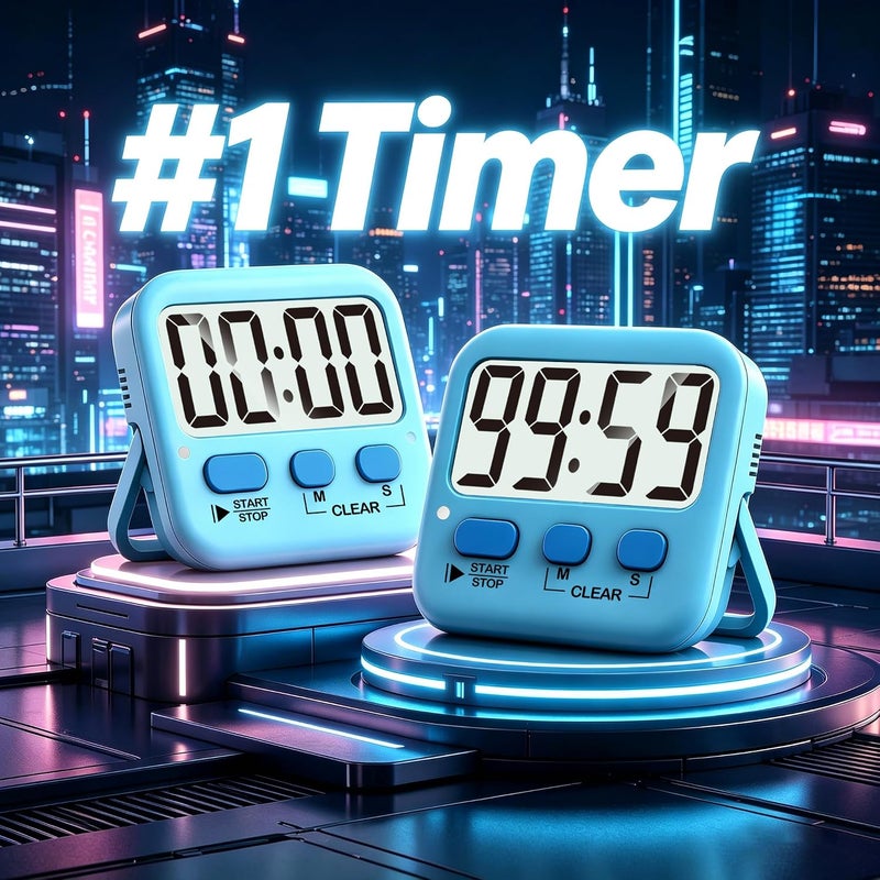 Antonki 2 Pack Digital Timer for Kids, Kitchen, Cooking, Egg, Classroom, Exercise, Study, Oven - Magnetic Countdown With Battery Included - Image 2