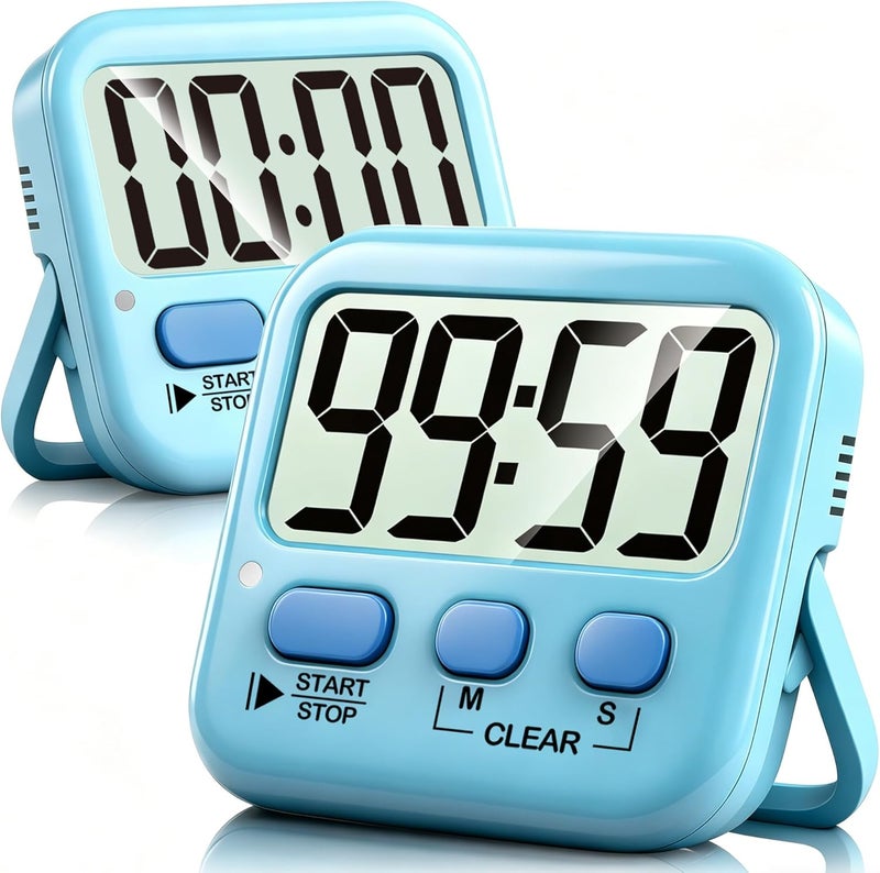 Antonki 2 Pack Digital Timer for Kids, Kitchen, Cooking, Egg, Classroom, Exercise, Study, Oven - Magnetic Countdown With Battery Included - Image 1