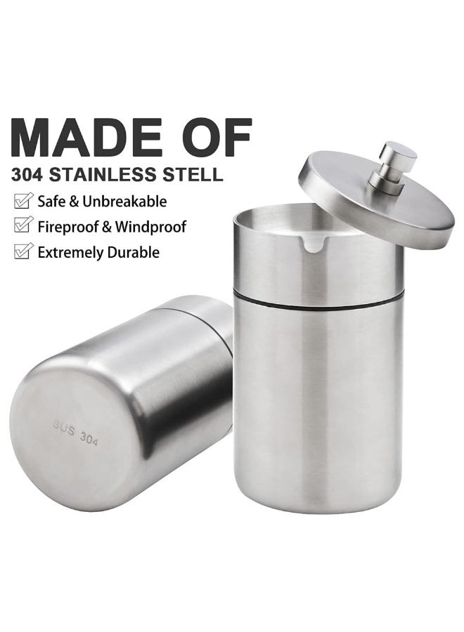 JZS Stainless Steel Auto Ashtrays with Lid Car Ashtray Smell Proof Portable Smokeless Detachable Windproof Extinguished Butt Bucket Ash Tray for Car Cup Holder,Gold - Image 4