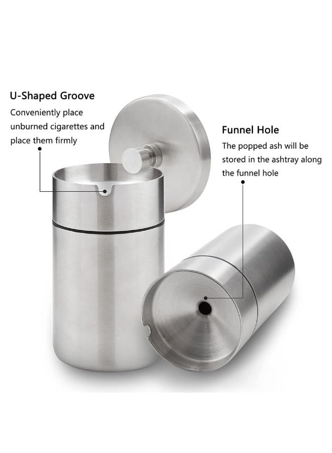 JZS Stainless Steel Auto Ashtrays with Lid Car Ashtray Smell Proof Portable Smokeless Detachable Windproof Extinguished Butt Bucket Ash Tray for Car Cup Holder,Gold - Image 3