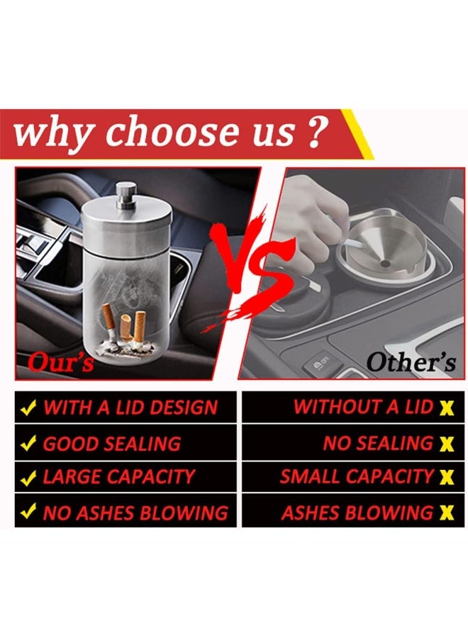 JZS Stainless Steel Auto Ashtrays with Lid Car Ashtray Smell Proof Portable Smokeless Detachable Windproof Extinguished Butt Bucket Ash Tray for Car Cup Holder,Gold - Image 5