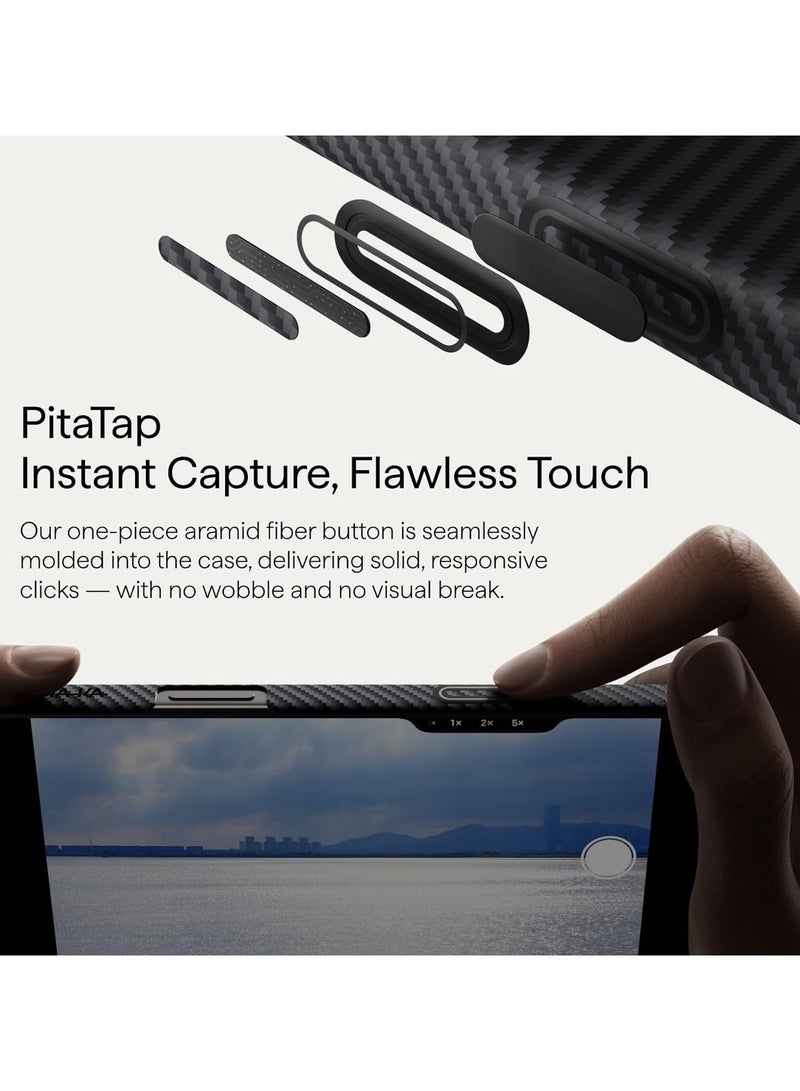 Raxoom pitaka for iPhone 17 Pro Max Case 6.9" with Camera Control Button, Compatible with MagSafe, Ultra-Slim Case with Caseless Touch Feeling, 600D Aramid Fiber Woven, Black/Grey(Twill) - Image 4