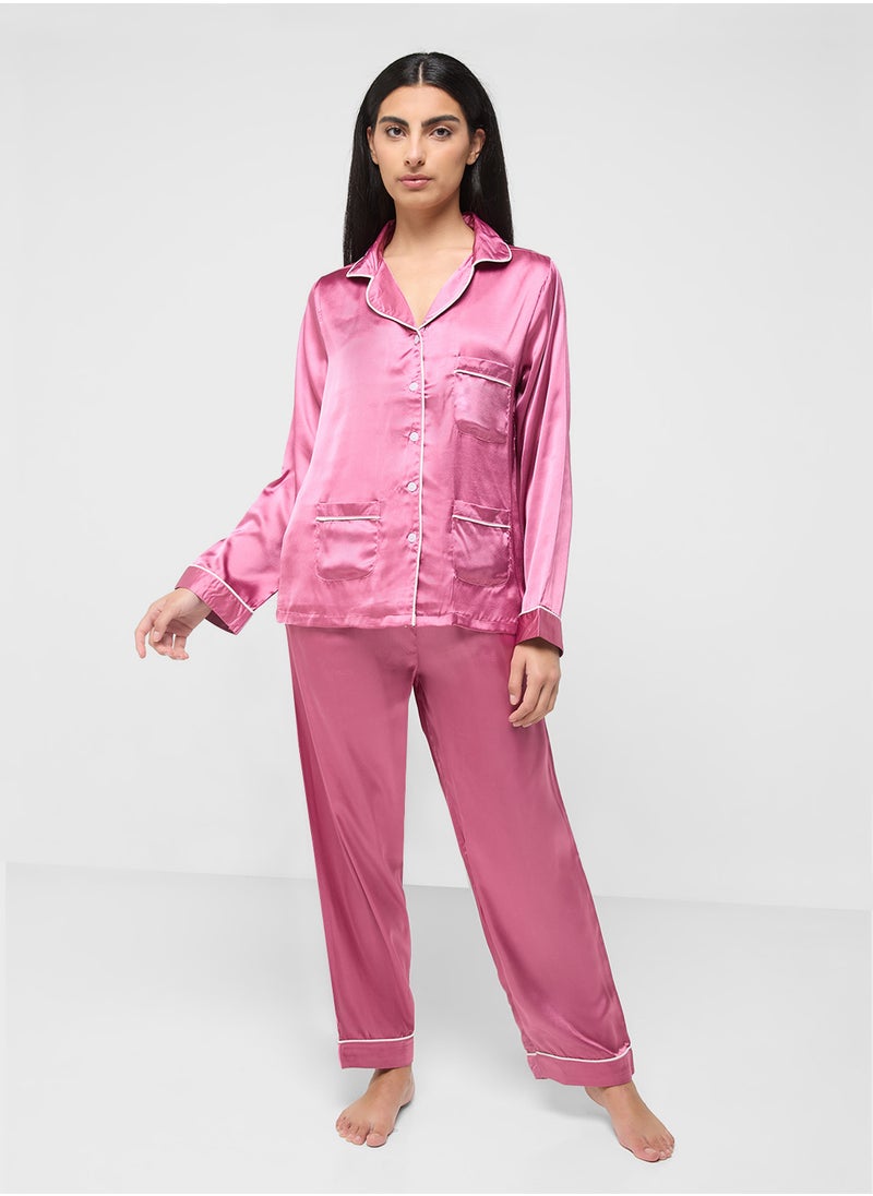 ELLA - Satin Pyjama Pant Set - Image 1