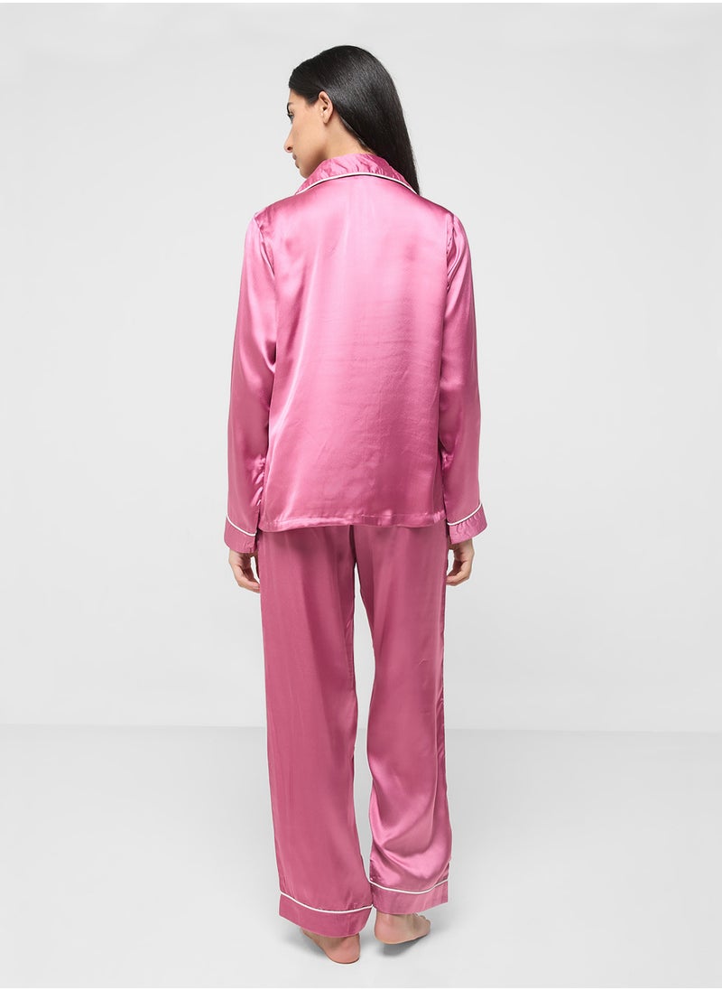 ELLA - Satin Pyjama Pant Set - Image 1