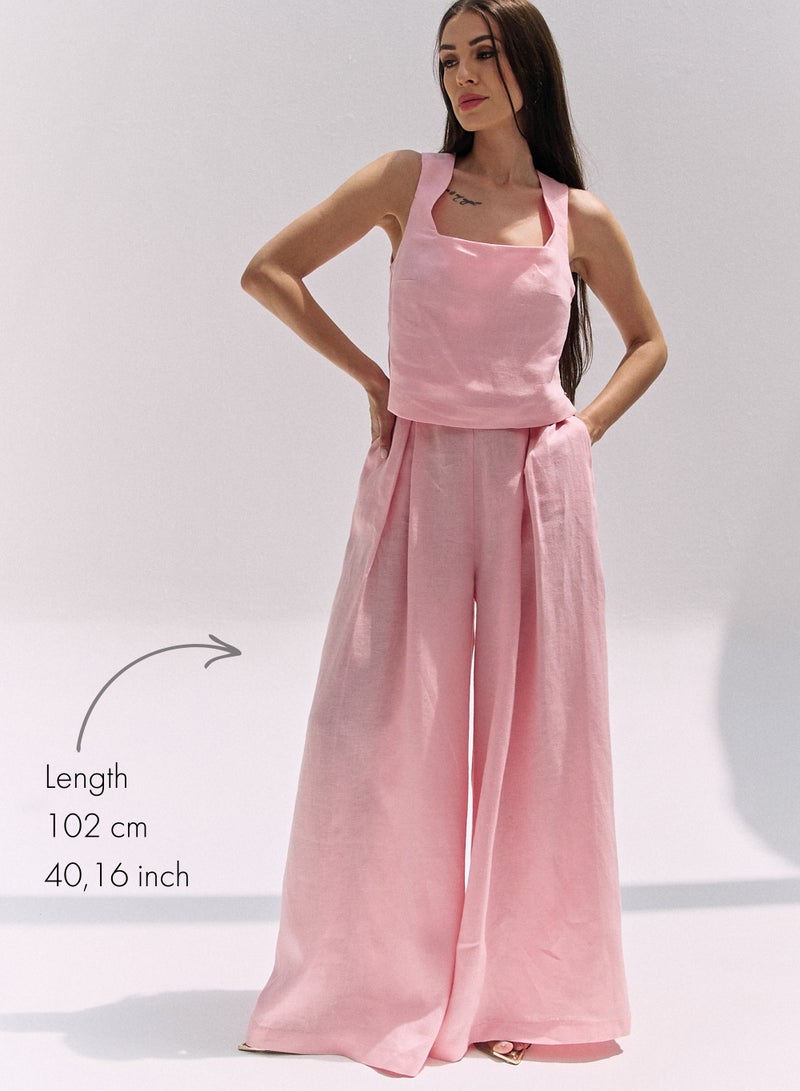 UMAY FASHION EVARA PALAZZO TROUSERS | ROSE SHADOW  - Image 5