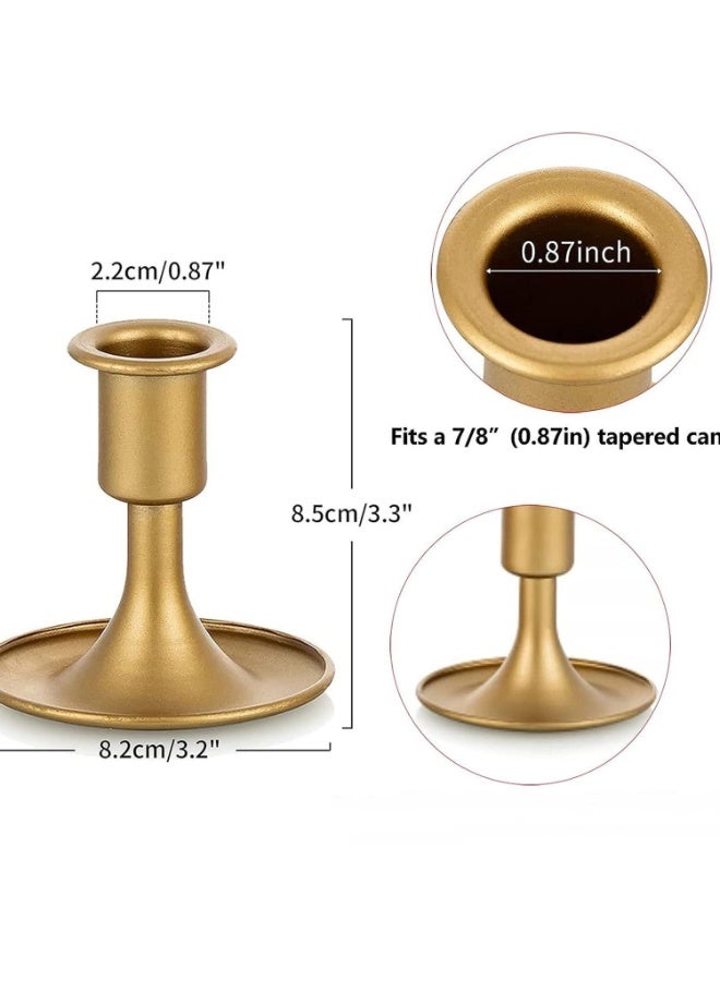 2 Pack Vintage Gold Taper Candle Holders, Short Brass Candlestick Holders, Metal Trumpet Candlestick Holders,Tabletop Decorative Candlesticks for Party Birthday Wedding Dinner Christmas Home Decor ﻿ - Image 2