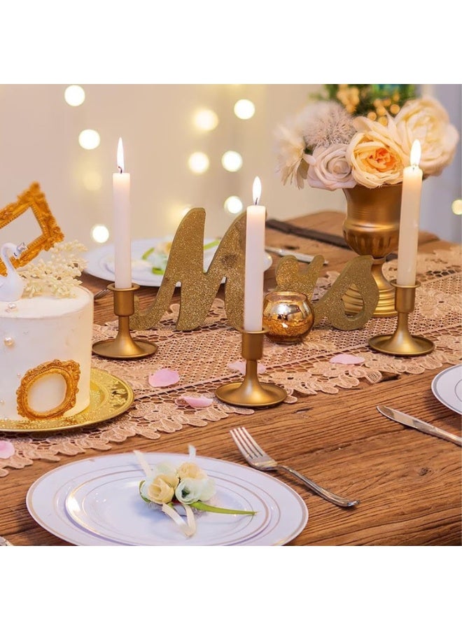 2 Pack Vintage Gold Taper Candle Holders, Short Brass Candlestick Holders, Metal Trumpet Candlestick Holders,Tabletop Decorative Candlesticks for Party Birthday Wedding Dinner Christmas Home Decor ﻿ - Image 5