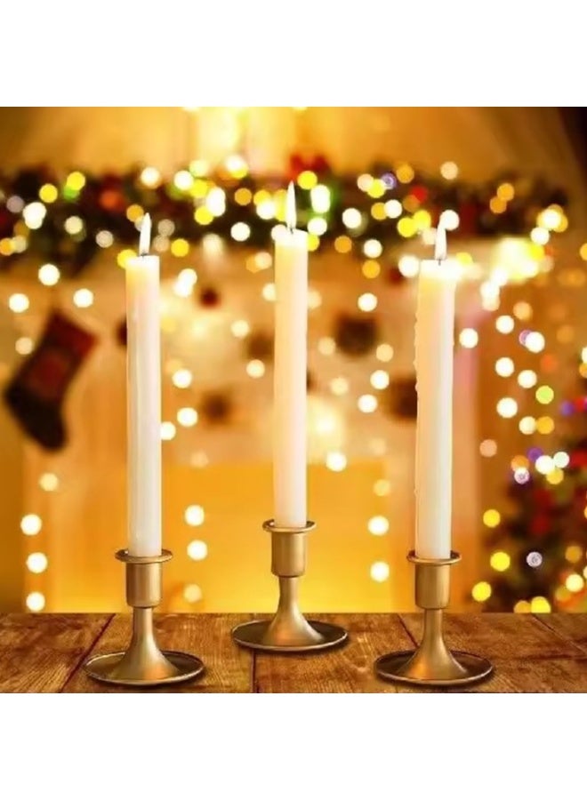 2 Pack Vintage Gold Taper Candle Holders, Short Brass Candlestick Holders, Metal Trumpet Candlestick Holders,Tabletop Decorative Candlesticks for Party Birthday Wedding Dinner Christmas Home Decor ﻿ - Image 3