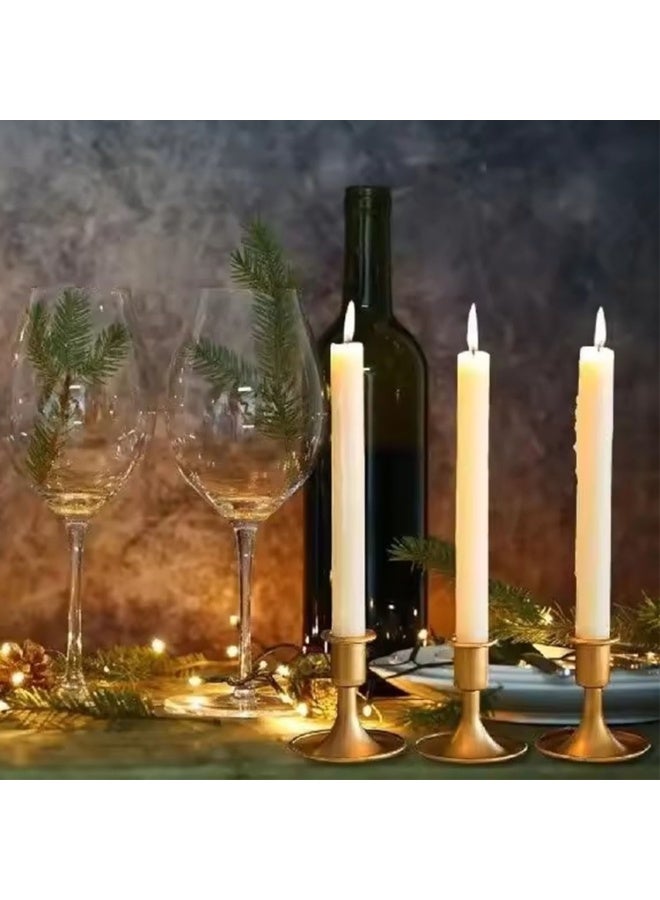 2 Pack Vintage Gold Taper Candle Holders, Short Brass Candlestick Holders, Metal Trumpet Candlestick Holders,Tabletop Decorative Candlesticks for Party Birthday Wedding Dinner Christmas Home Decor ﻿ - Image 4