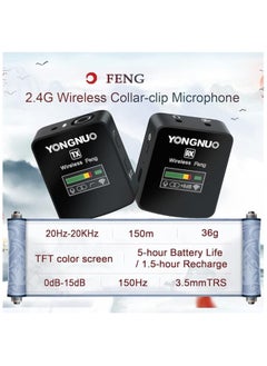YONGNUO YONGNUO Feng 2.4G Wireless Collar-Clip Microphone, Wireless Lavalier Microphone System with Transmitter Receiver, for DSLR Cameras Camcorders, iPhone Android YouTube Tiktok Vlogging  - Image 4