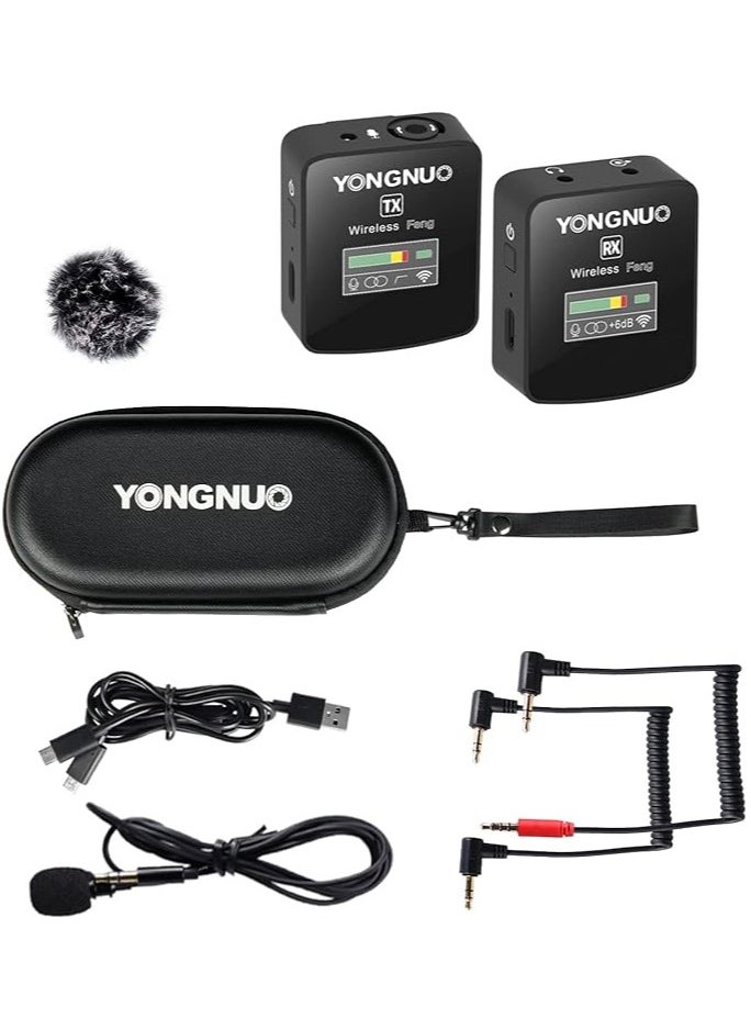 YONGNUO - YONGNUO Feng 2.4G Wireless Collar-Clip Microphone, Wireless Lavalier Microphone System with Transmitter Receiver, for DSLR Cameras Camcorders, iPhone Android YouTube Tiktok Vlogging - Image 1