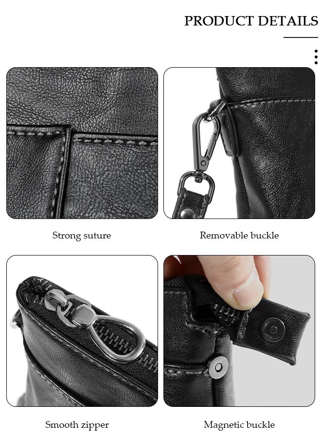 DUNISO Men's Clutch bag PU Solid Color Fashion Multifunctional bag Large-Capacity Soft Leather Clutch,Durable and Waterproof   Envelope Handbag for 7.9 Inch iPad, Bank Card, Mobile Phone, Power Bank - Image 3