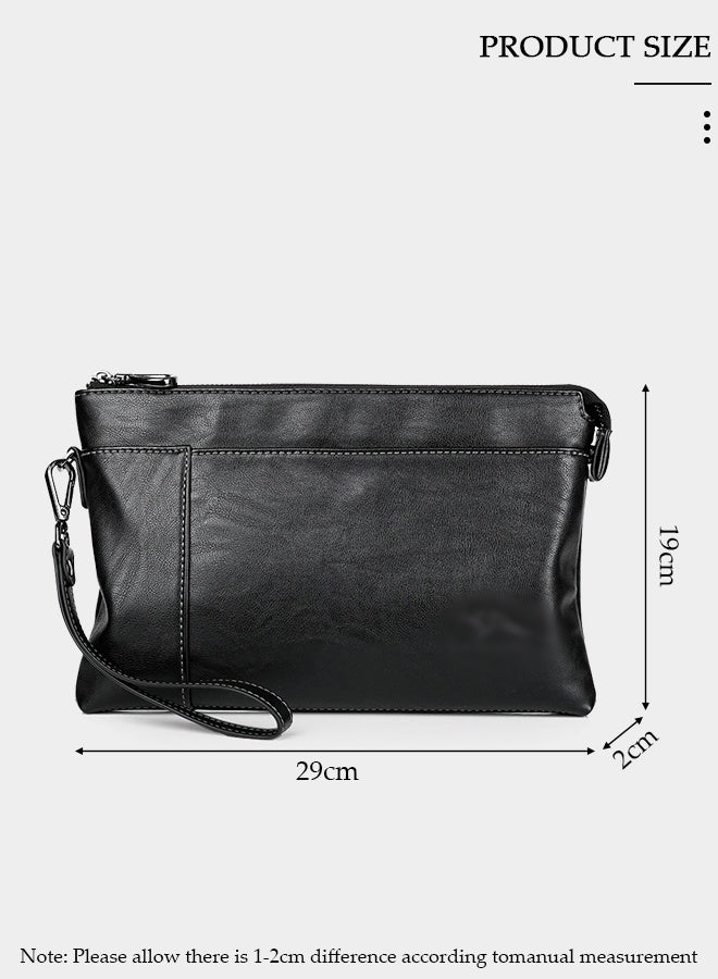 DUNISO Men's Clutch bag PU Solid Color Fashion Multifunctional bag Large-Capacity Soft Leather Clutch,Durable and Waterproof   Envelope Handbag for 7.9 Inch iPad, Bank Card, Mobile Phone, Power Bank - Image 2