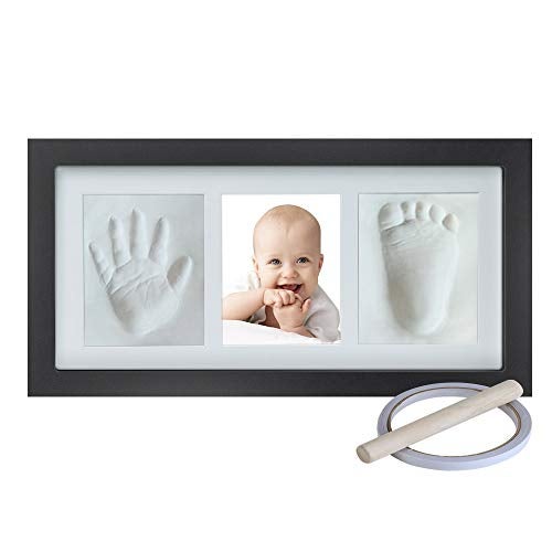 nuaele Baby Hand and Footprint Kit, Baby Girl Gifts, Baby Boy Gifts, Wall Mount & Desktop Mount Decor Shower Picture Frames Gift for Newborns - Roller, Mounting Hardware and Instructions - Black - Image 1