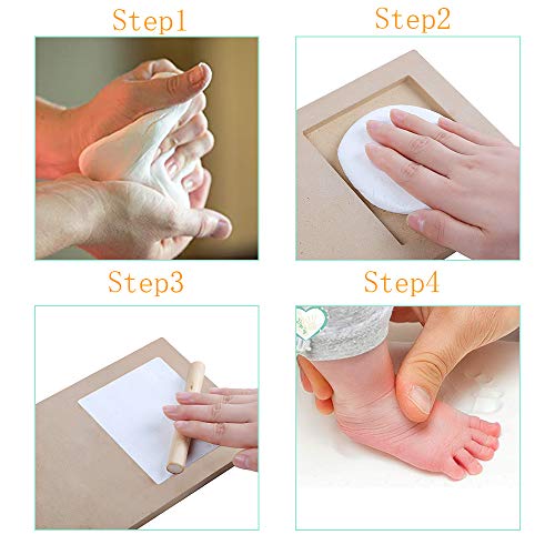 nuaele Baby Hand and Footprint Kit, Baby Girl Gifts, Baby Boy Gifts, Wall Mount & Desktop Mount Decor Shower Picture Frames Gift for Newborns - Roller, Mounting Hardware and Instructions - Black - Image 4