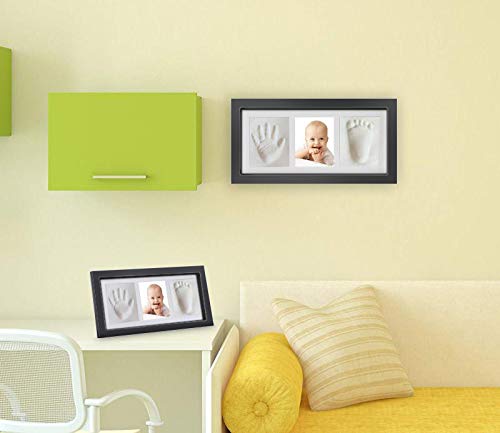 nuaele Baby Hand and Footprint Kit, Baby Girl Gifts, Baby Boy Gifts, Wall Mount & Desktop Mount Decor Shower Picture Frames Gift for Newborns - Roller, Mounting Hardware and Instructions - Black - Image 2