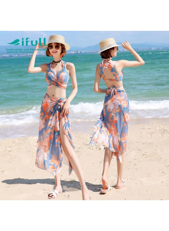 Skin-friendly Yifu Sun Protection Swimsuit For Women, Bikini Three-piece Set, Korean Hot Spring Boyshort, Fashionable Slimming, Korean Style Two-piece Swimwear - Image 1