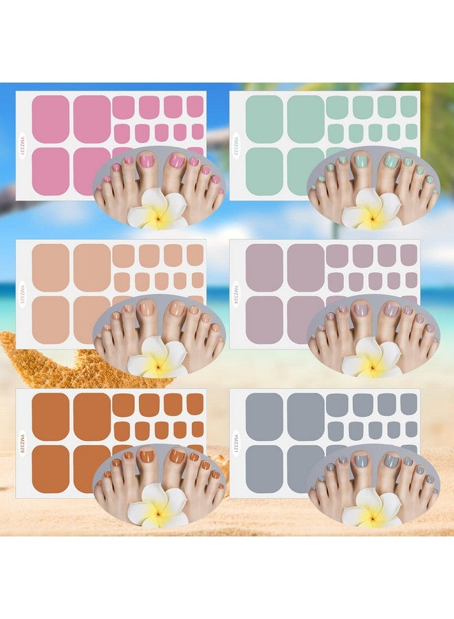 Leelosp 264 Pieces 12 Sheets Toenail Polish Stickers Strips Full Toe Nail Wraps Adhesive Toe Nail Wraps Diy Solid Color Toe Nails Manicure Decal With 2 Pieces Nail Files For Women Girls Nail (Warm Colors) - Image 4