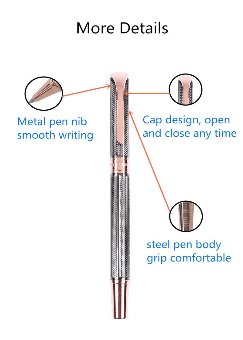 Penneed Rollerball Pen Gift Set for Men Women Executive Home Office Use, with Gift box Refillable 0.7mm Black Ink G5(Dark Gray) - Image 2