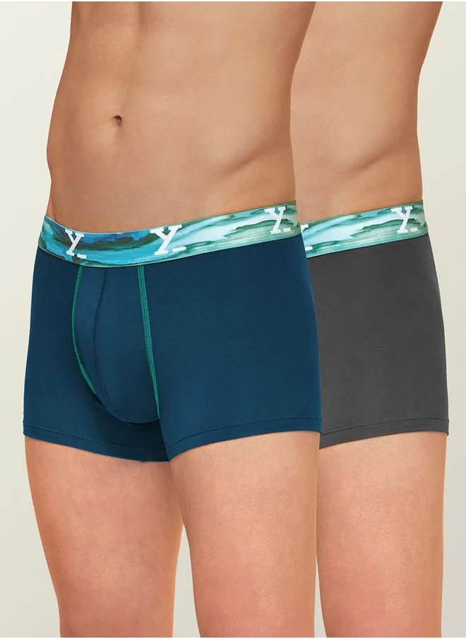 اكس واي اكس اكس Pack of 2 - Printed Waistband Trunks by Styli
