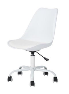 Micasa Durable Armless Pu Seat Office Chair With Wheels White 92 X 48 X 56 Cm Blokhus White  - Image 2