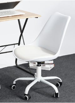 Micasa Durable Armless Pu Seat Office Chair With Wheels White 92 X 48 X 56 Cm Blokhus White  - Image 3