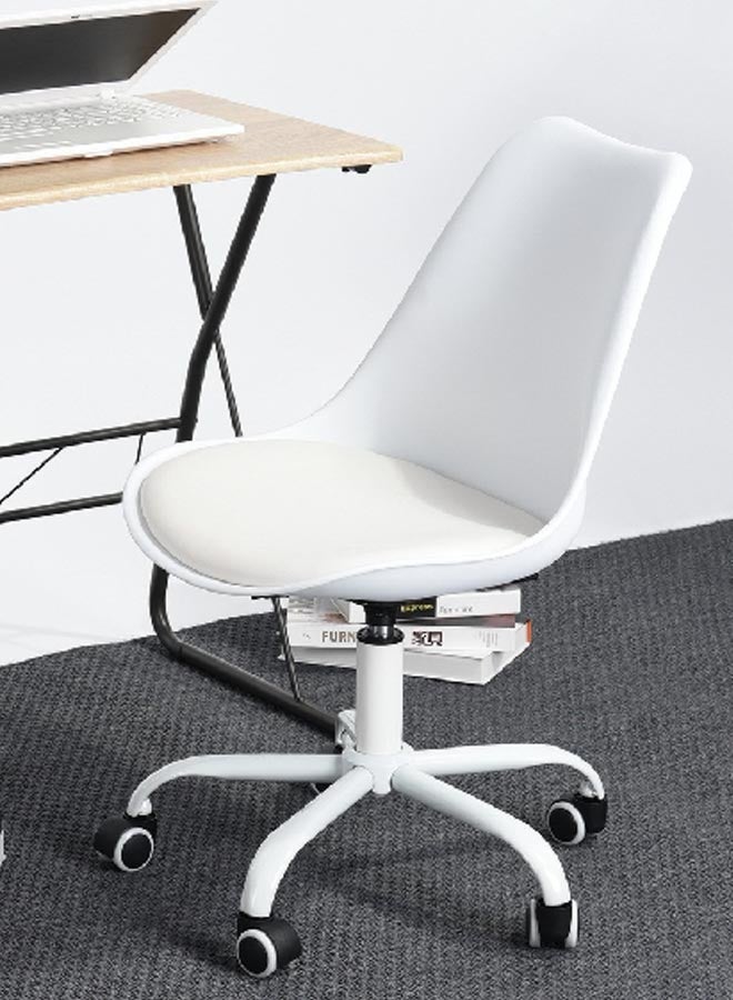 Micasa Durable Armless Pu Seat Office Chair With Wheels White 92 X 48 X 56 Cm Blokhus White - Image 3