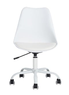 Micasa Durable Armless Pu Seat Office Chair With Wheels White 92 X 48 X 56 Cm Blokhus White  - Image 1