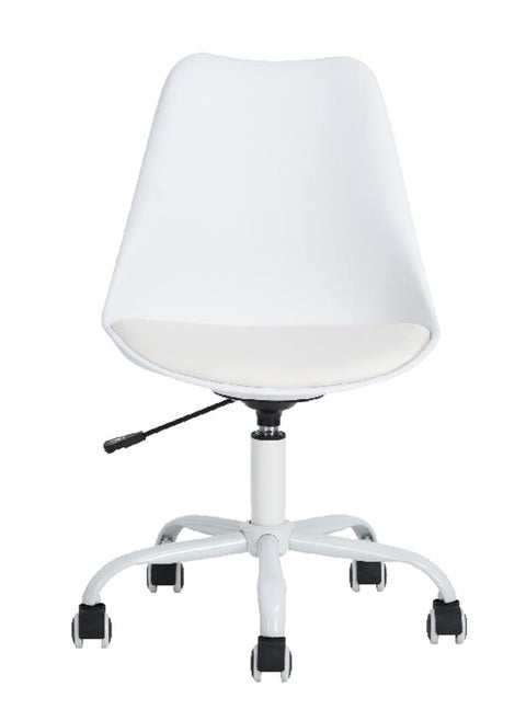 Durable Armless Pu Seat Office Chair With Wheels White 92 X 48 X 56 Cm Blokhus White