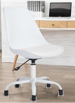 Micasa Durable Armless Pu Seat Office Chair With Wheels White 92 X 48 X 56 Cm Blokhus White  - Image 4