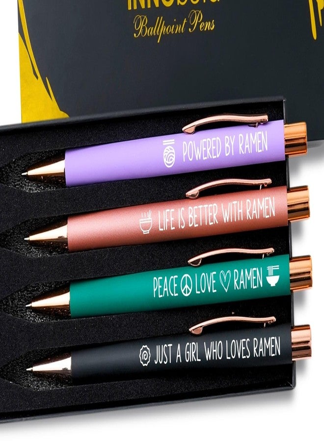 InnoBeta Ramen Gifts, Powered by Ramen, Japanese Gifts, Ballpoint Pen Set of 4 - Image 1