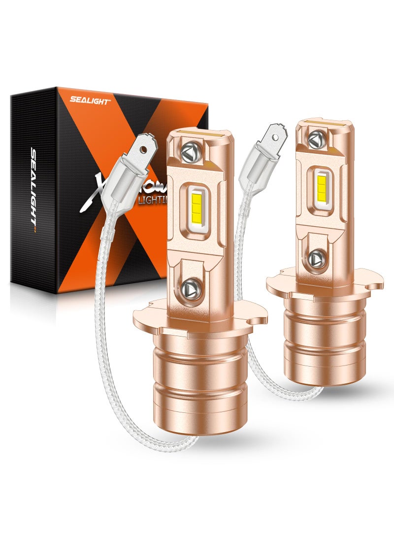 SEALIGHT SEALIGHT H3 LED Bulb or DRL, 10000LM H3ll H3 LED Fog Light Bulb, 600% Brightness Super Heat Dissipation Performance, Plug-n-Play, Pack of 2  - Image 1