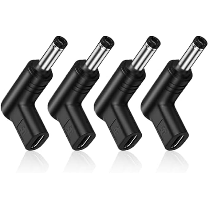 rayihni 4 PACK 12V USB C TO DC 5.5X2.1MM CONVERTER 90 DEGREE DC 5.5X2.1MM TO USB C ADAPTER IDEAL FOR CAMERA, LED STRIPS, ROUTERS & MONITORS - PLUG & PLAY - Image 1