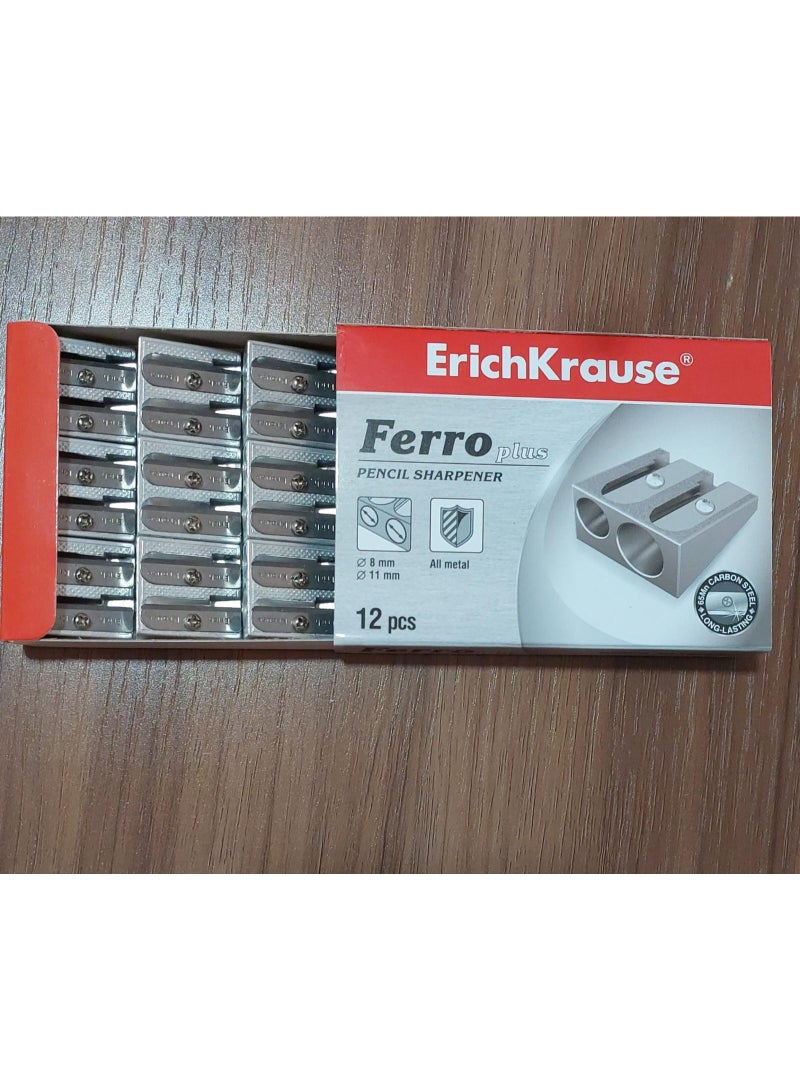 ErichKrause FERRO PLUS PENCIL SHARPNER 2 HOLE ALUMUNIUM 12 PCS - Image 1