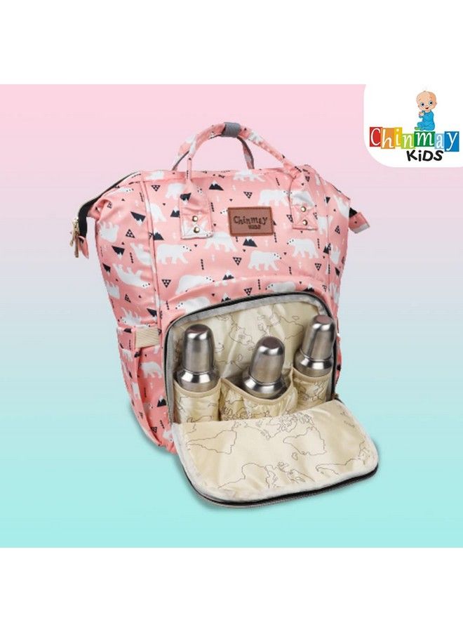 Chinmay Kids Diaper Bag Nursing Maternity Backpack Waterproof Multifunctional Travel Bag Large Size (20 X 18 X 40 Cms)(Blue) (Peach Bear)  - Image 4