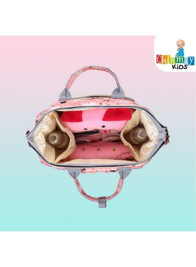Chinmay Kids Diaper Bag Nursing Maternity Backpack Waterproof Multifunctional Travel Bag Large Size (20 X 18 X 40 Cms)(Blue) (Peach Bear)  - Image 3