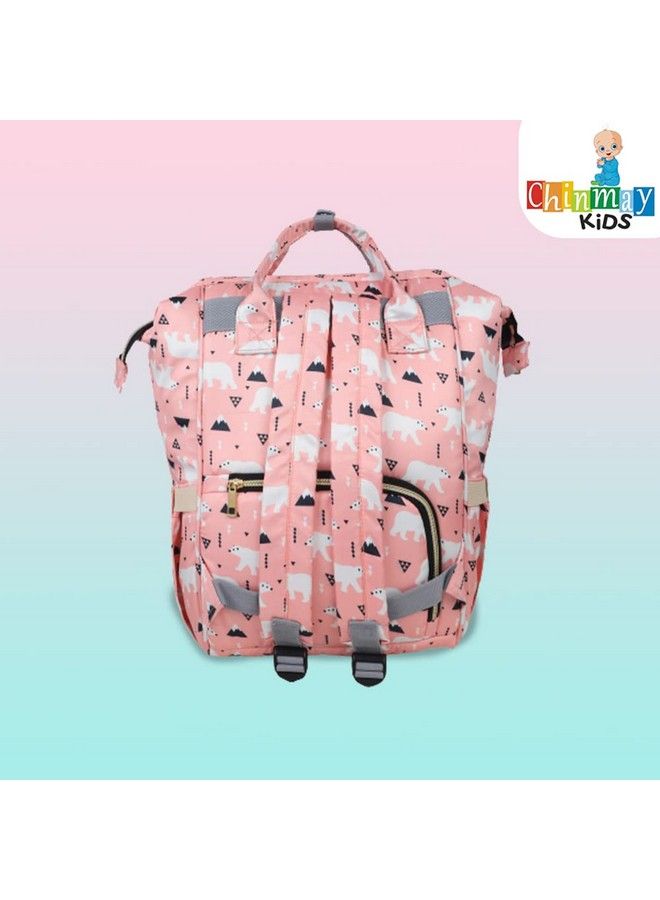Chinmay Kids Diaper Bag Nursing Maternity Backpack Waterproof Multifunctional Travel Bag Large Size (20 X 18 X 40 Cms)(Blue) (Peach Bear)  - Image 5