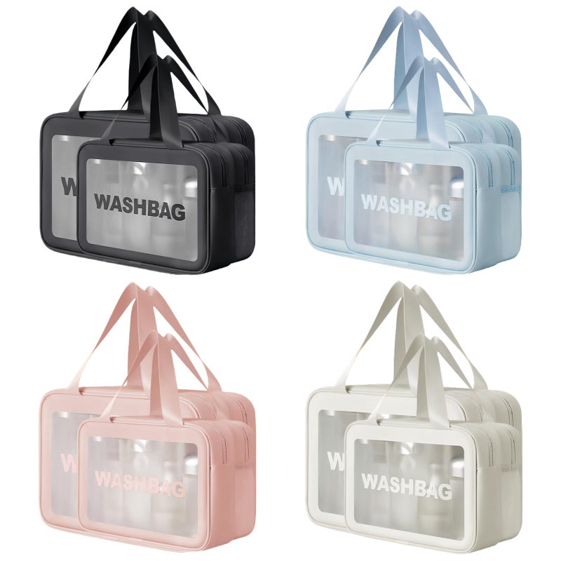 Large Capacity Black Cosmetic Bag Travel Toiletry Wash Clear Skincare Storage - Image 5
