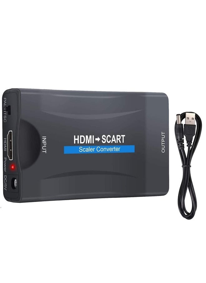 Generic - HDMI to SCART Converter Adaptor, Convert Digital 1080P HDMI Video and Audio Signal to Analog SCART CVBS Signal, Support both PAL and NTSC Standard TV Format Output, for PS3 / Blue-DVD Player/STB - Image 1