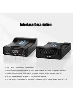 Generic HDMI to SCART Converter Adaptor, Convert Digital 1080P HDMI Video and Audio Signal to Analog SCART CVBS Signal, Support both PAL and NTSC Standard TV Format Output, for PS3 / Blue-DVD Player/STB  - Image 3