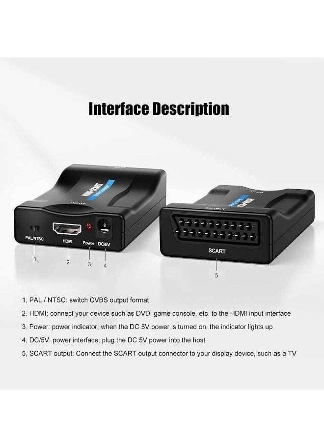 Generic - HDMI to SCART Converter Adaptor, Convert Digital 1080P HDMI Video and Audio Signal to Analog SCART CVBS Signal, Support both PAL and NTSC Standard TV Format Output, for PS3 / Blue-DVD Player/STB - Image 1