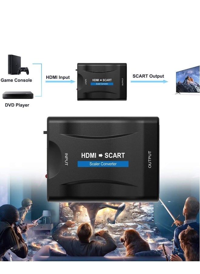 Generic - HDMI to SCART Converter Adaptor, Convert Digital 1080P HDMI Video and Audio Signal to Analog SCART CVBS Signal, Support both PAL and NTSC Standard TV Format Output, for PS3 / Blue-DVD Player/STB - Image 1
