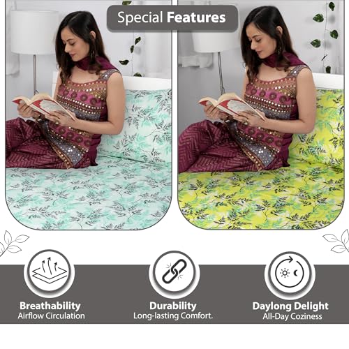Divine Casa 144 TC Floral Printed 100% Cotton Single Bed Bedsheets Combo Pack of 2-145 x 223 CM - Image 3