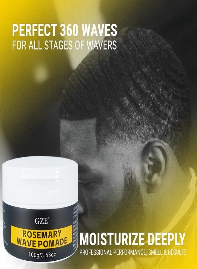 Vemofoper GZE rosemary wave pomade 360 Waves Hair Cream, Waves Grease for Men, Strong Hold, 360 Wave Training Wave Butter for Layered Waves, Moisture, Control and Silky Shine, Black - Image 3